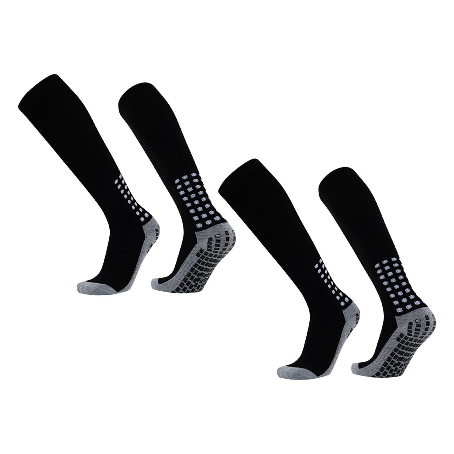 Kids Football Socks Sweat Absorbing Prevent Slip Black 2 Pairs