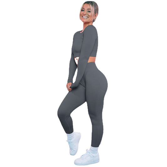 Seamless Knitted Striped Yoga Suit Sport