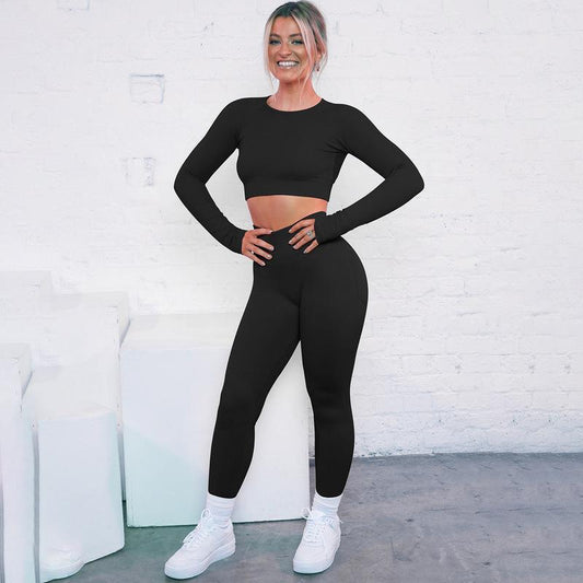 Seamless Knitted Striped Yoga Suit Sport