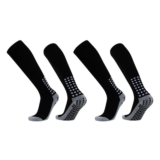 Kids Football Socks Sweat Absorbing Prevent Slip Black 2 Pairs